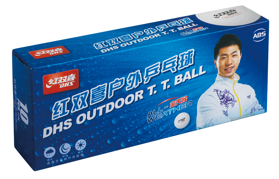 DHS Tischtennisball "CELL-FREE-DUAL" Outdoor Ball 40 mm+ Weiß (10 St./Kiste) DXAN001-2