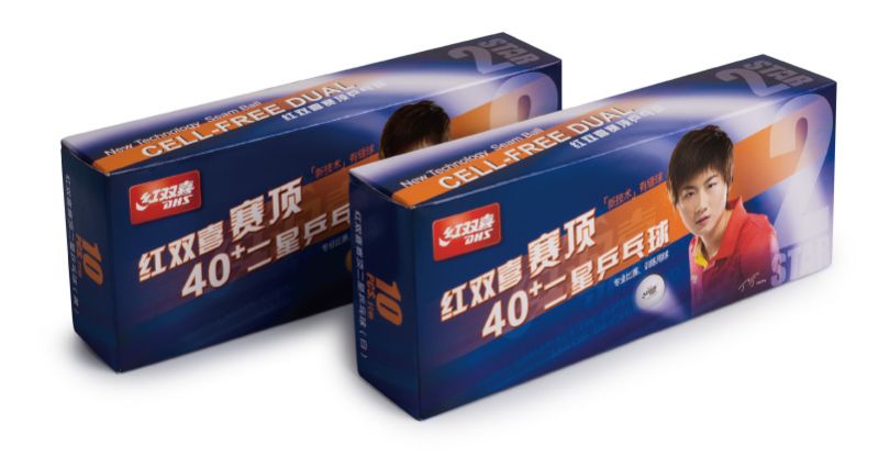 DHS Tischtennisball "CELL-FREE-DUAL" 2 Stern 40 mm+ Weiß (10 St./Kisten) CD40B DXAL004-2