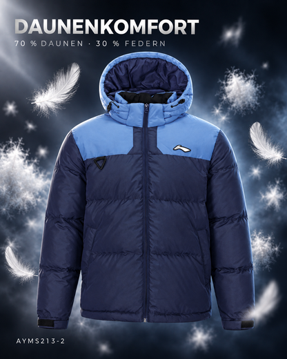 Li-Ning Herren Daunenjacke mit Kapuze dunkelblau - AYMS213-2